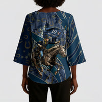 Buffalo Soldiers 10th Cavalry Regiment Ride Or Die Kimono Sleeve Blouse Patriotic Military Heritage Distressed City Skyline Graphic Art