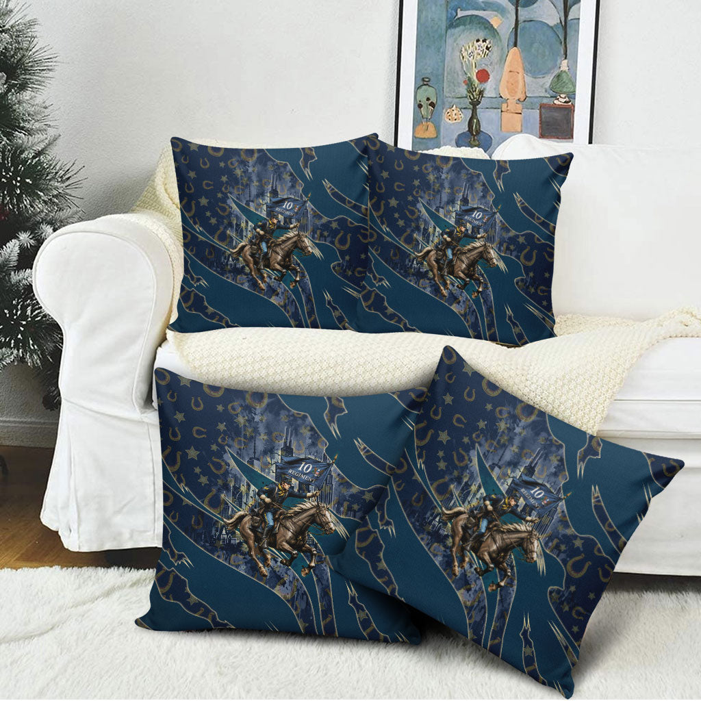 Buffalo Soldiers 10th Cavalry Regiment Ride Or Die Pillow Cover Patriotic Military Heritage Distressed City Skyline Graphic Art