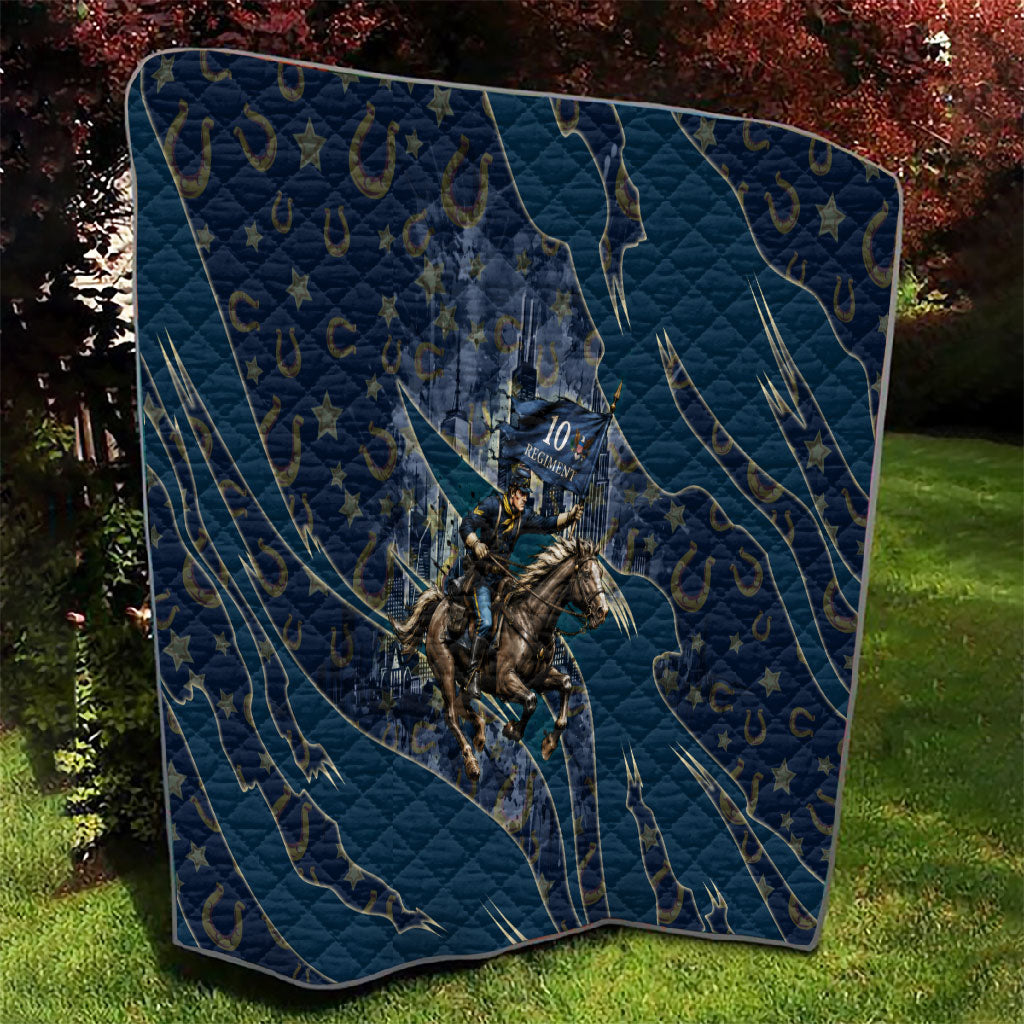 Buffalo Soldiers 10th Cavalry Regiment Ride Or Die Quilt Patriotic Military Heritage Distressed City Skyline Graphic Art