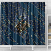 Buffalo Soldiers 10th Cavalry Regiment Ride Or Die Shower Curtain Patriotic Military Heritage Distressed City Skyline Graphic Art