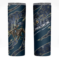 Buffalo Soldiers 10th Cavalry Regiment Ride Or Die Skinny Tumbler Patriotic Military Heritage Distressed City Skyline Graphic Art