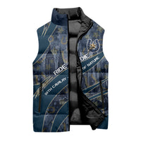 Buffalo Soldiers 10th Cavalry Regiment Ride Or Die Sleeveless Puffer Jacket Patriotic Military Heritage Distressed City Skyline Graphic Art