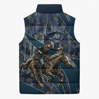 Buffalo Soldiers 10th Cavalry Regiment Ride Or Die Sleeveless Puffer Jacket Patriotic Military Heritage Distressed City Skyline Graphic Art