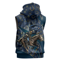 Buffalo Soldiers 10th Cavalry Regiment Ride Or Die Sleeveless Zip Hoodie Patriotic Military Heritage Distressed City Skyline Graphic Art
