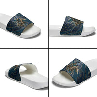 Buffalo Soldiers 10th Cavalry Regiment Ride Or Die Slide Sandals Patriotic Military Heritage Distressed City Skyline Graphic Art