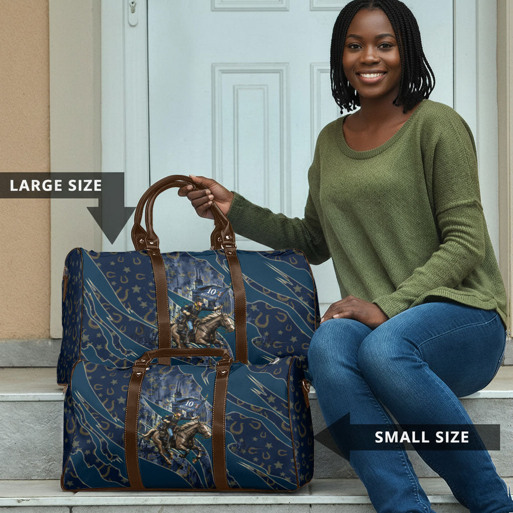 Buffalo Soldiers 10th Cavalry Regiment Ride Or Die Travel Bag Patriotic Military Heritage Distressed City Skyline Graphic Art