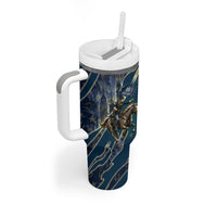 Buffalo Soldiers 10th Cavalry Regiment Ride Or Die Tumbler With Handle Patriotic Military Heritage Distressed City Skyline Graphic Art