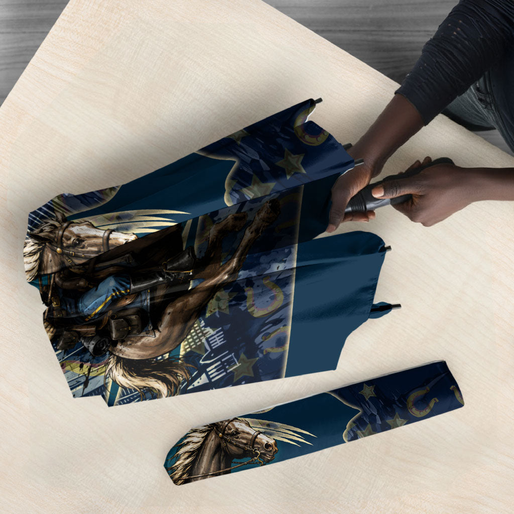 Buffalo Soldiers 10th Cavalry Regiment Ride Or Die Umbrella Patriotic Military Heritage Distressed City Skyline Graphic Art