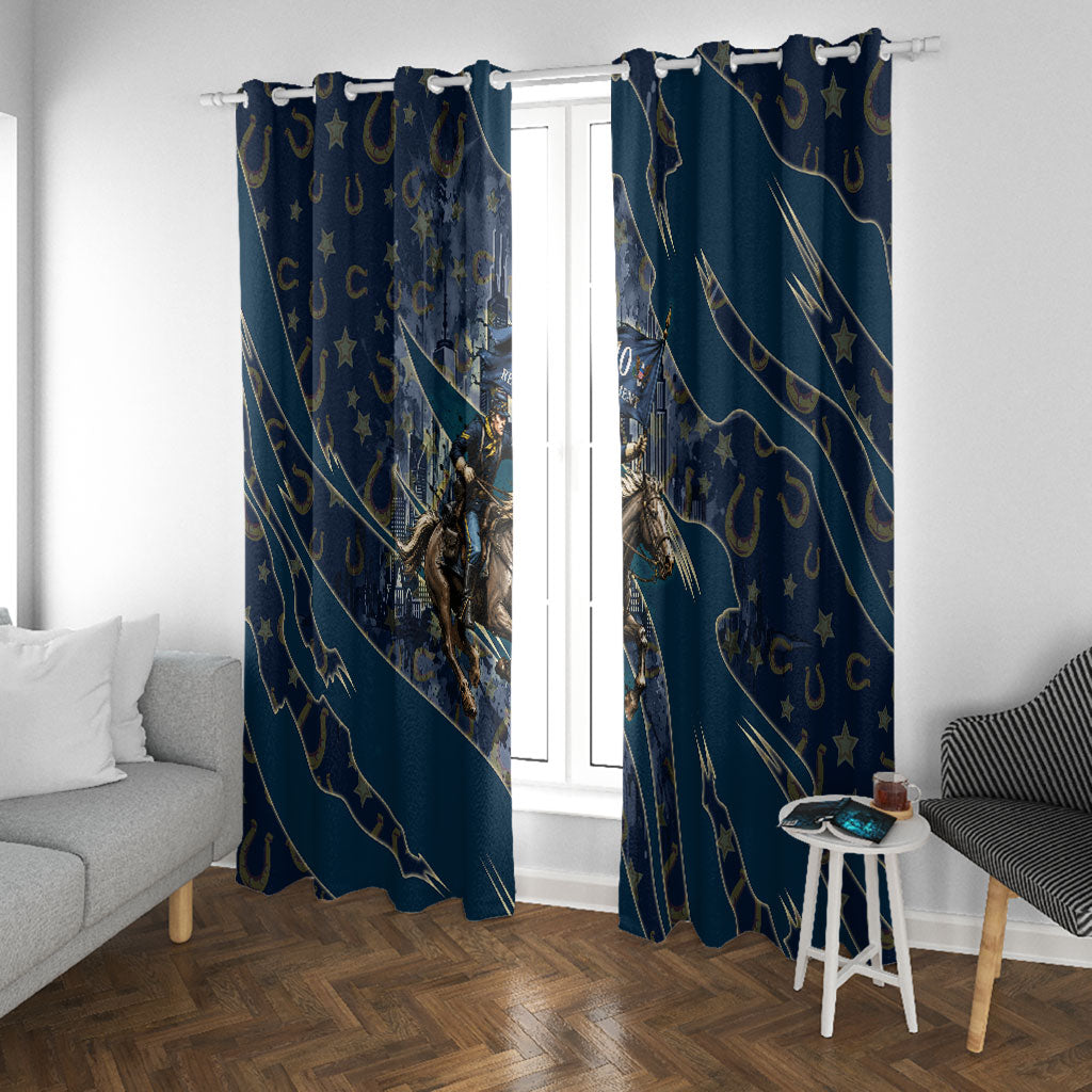 Buffalo Soldiers 10th Cavalry Regiment Ride Or Die Window Curtain Patriotic Military Heritage Distressed City Skyline Graphic Art