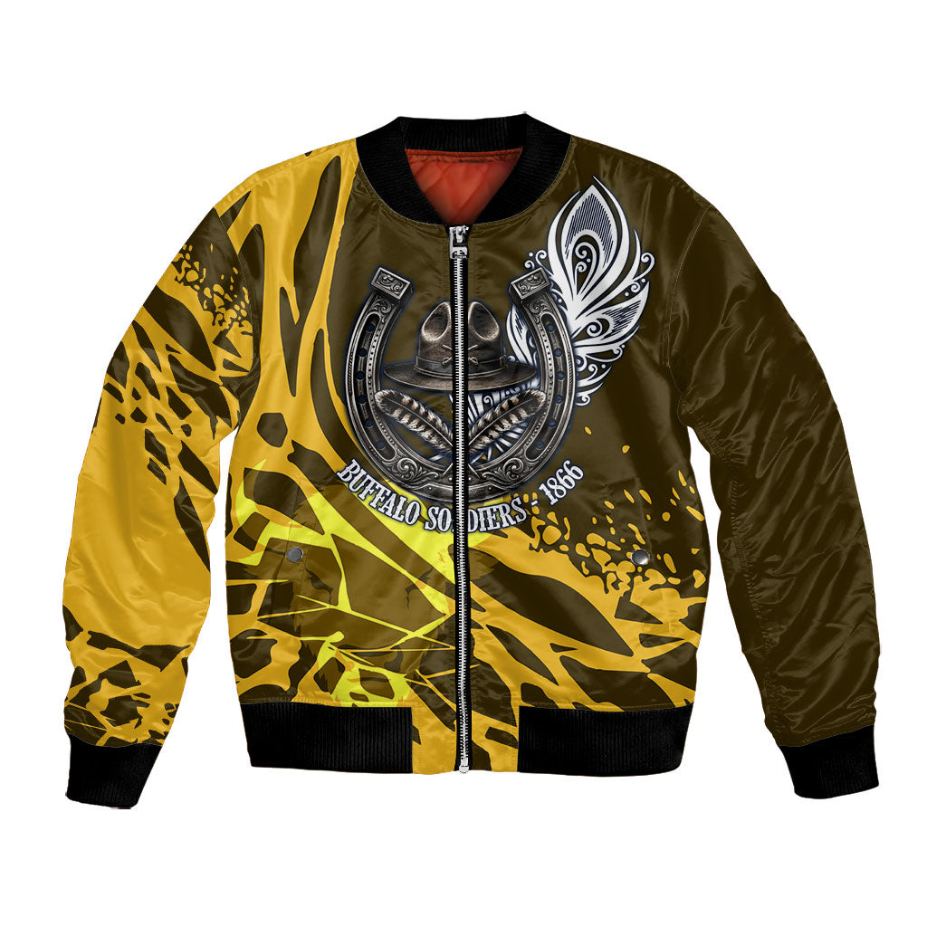 Buffalo Soldiers 9th And 10th Cavalry Regiments Bomber Jacket Wild And Untamed Vintage Western Horseshoe Graphic Art