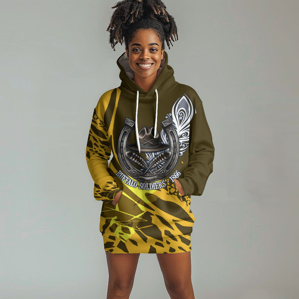 Buffalo Soldiers 9th And 10th Cavalry Regiments Hoodie Dress Wild And Untamed Vintage Western Horseshoe Graphic Art