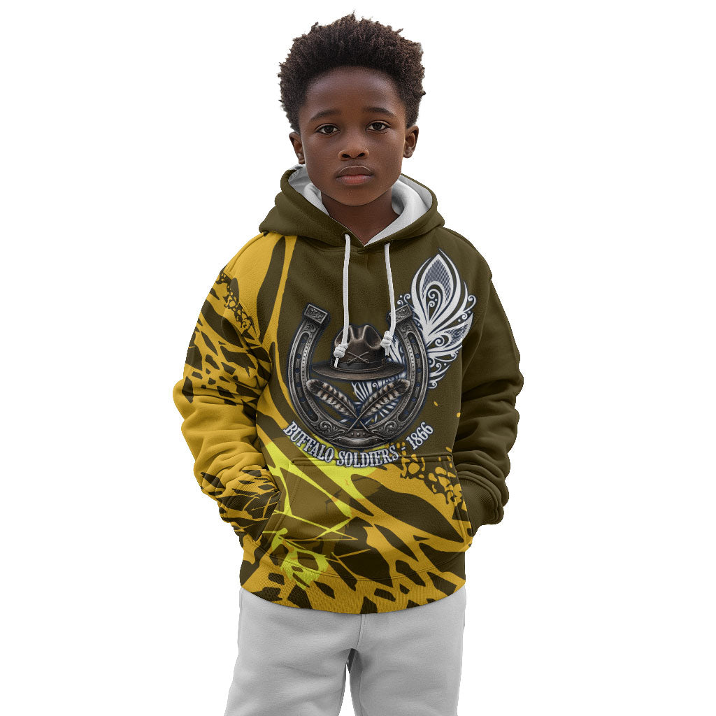 Buffalo Soldiers 9th And 10th Cavalry Regiments Kid Hoodie Wild And Untamed Vintage Western Horseshoe Graphic Art