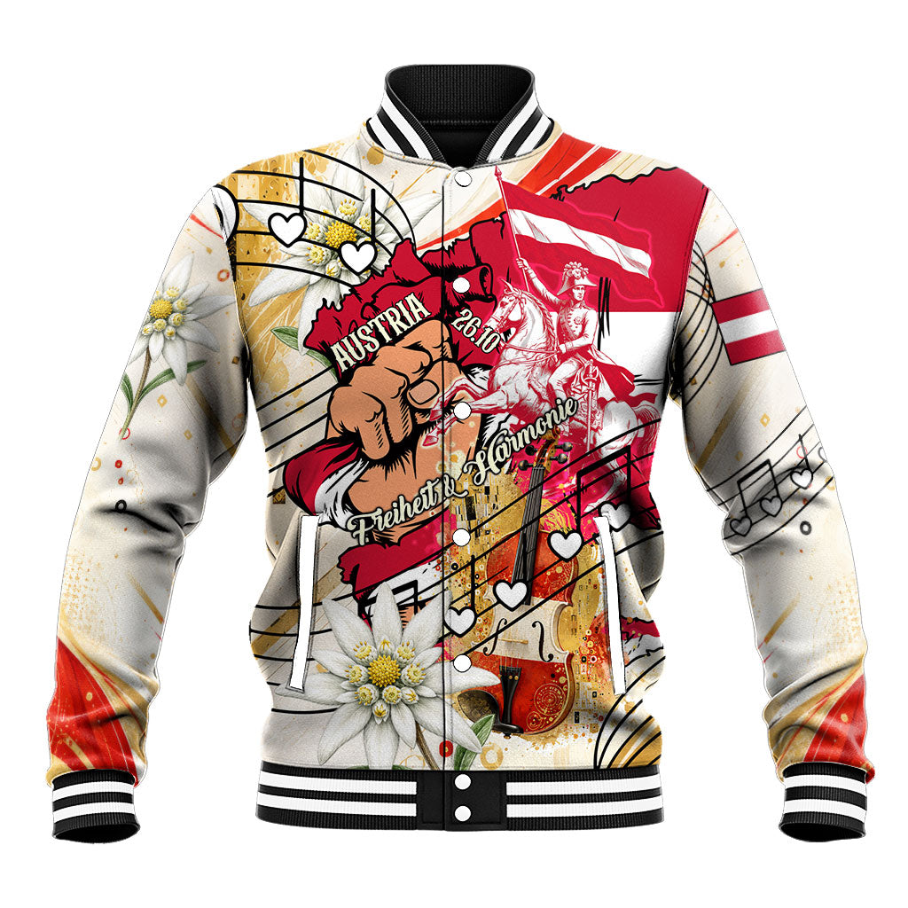 Austria National Day Flag Eagle Edelweiss Baseball Jacket Vintage Austrian Heritage Flag Coat Of Arms Patriot