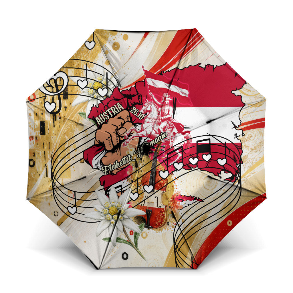 Austria National Day Flag Eagle Edelweiss Umbrella Vintage Austrian Heritage Flag Coat Of Arms Patriot