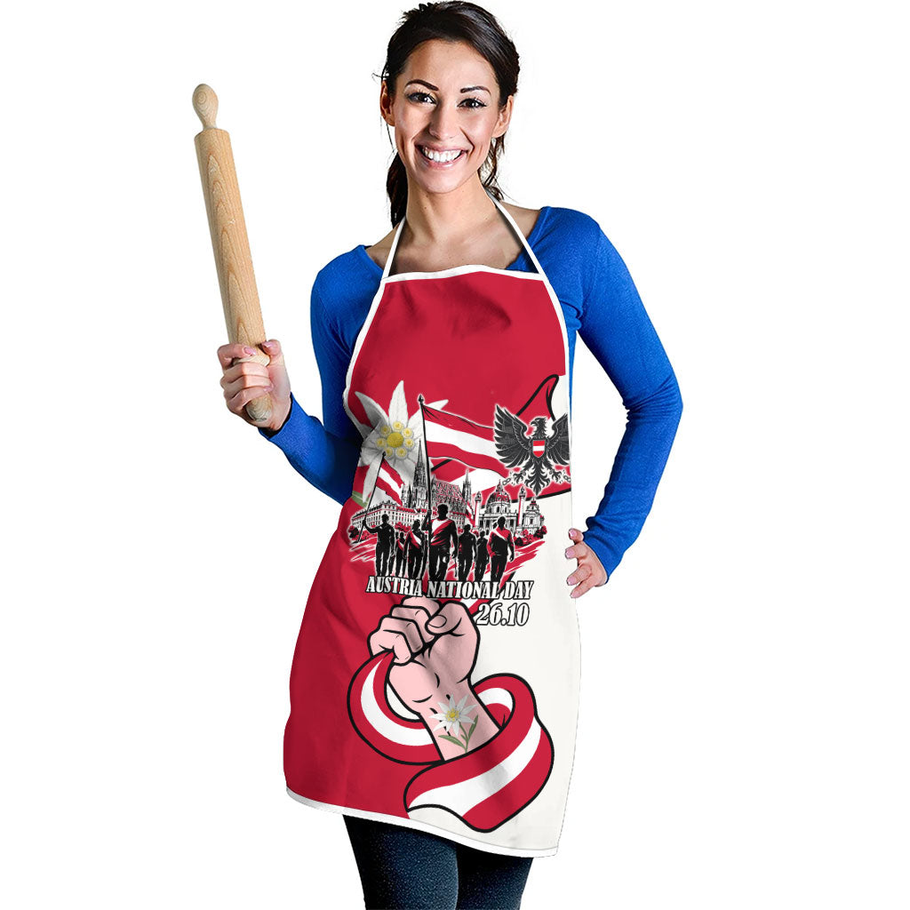 Austria National Day Flag Apron Austrian Heritage Eagle Edelweiss Patriotic Landmarks