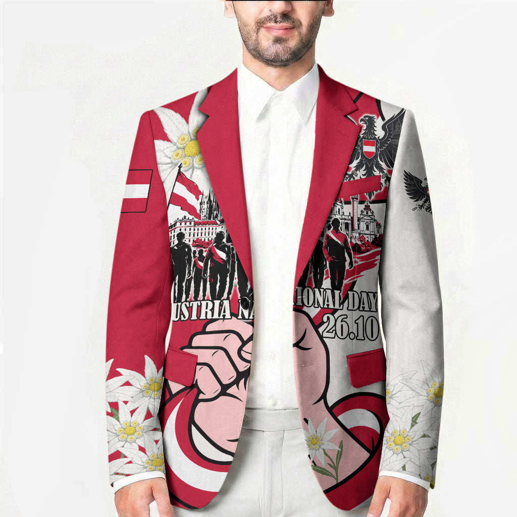 Austria National Day Flag Blazer Austrian Heritage Eagle Edelweiss Patriotic Landmarks