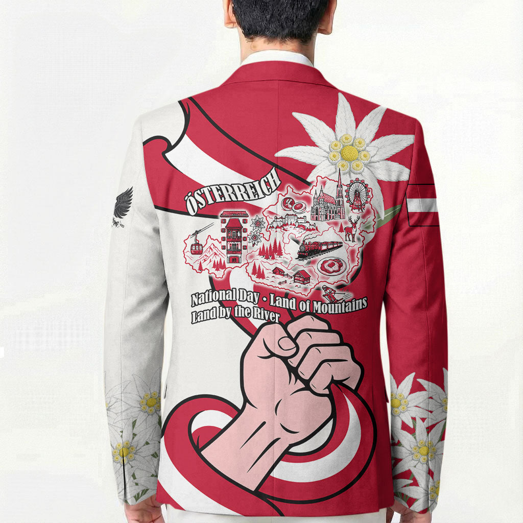 Austria National Day Flag Blazer Austrian Heritage Eagle Edelweiss Patriotic Landmarks