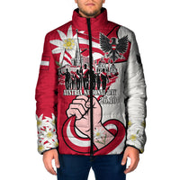 Austria National Day Flag Padded Jacket Austrian Heritage Eagle Edelweiss Patriotic Landmarks