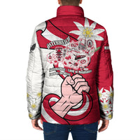 Austria National Day Flag Padded Jacket Austrian Heritage Eagle Edelweiss Patriotic Landmarks