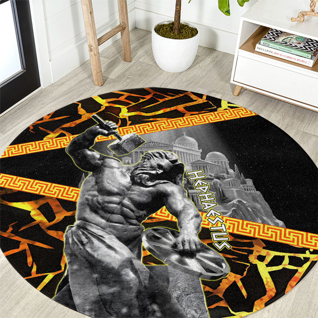 Hephaestus Greek God Round Carpet Ancient Greek Mythology Forge Fire Classical Sculpture Art