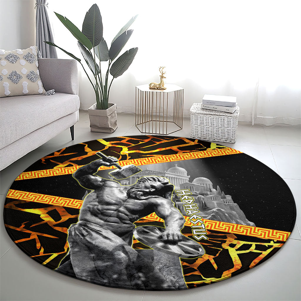 Hephaestus Greek God Round Carpet Ancient Greek Mythology Forge Fire Classical Sculpture Art