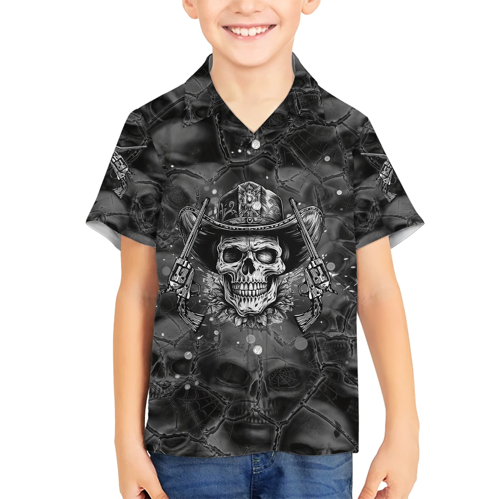 Cowboy Skull Kid Hawaiian Shirt Cowboy Take Me Away - Wonder Print Shop