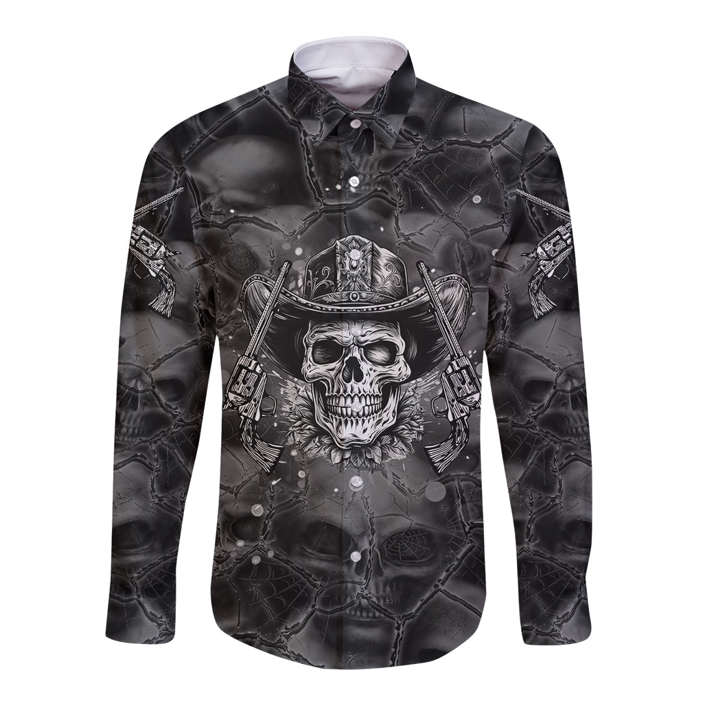 Cowboy Skull Long Sleeve Button Shirt Cowboy Take Me Away - Wonder Print Shop