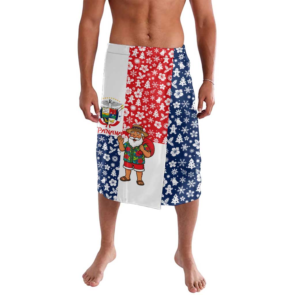 Panama Christmas Lavalava with Tropical Santa National Coat of Arms and Festive Pattern Design - Wonder Print Shop