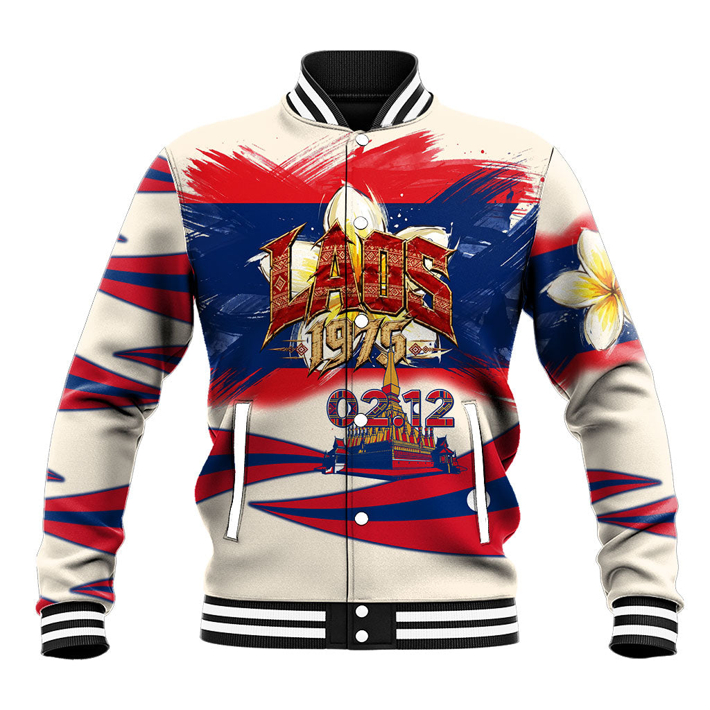Laos National Day 1975 Baseball Jacket Laos Flag Independence Culture Heritage Artwork
