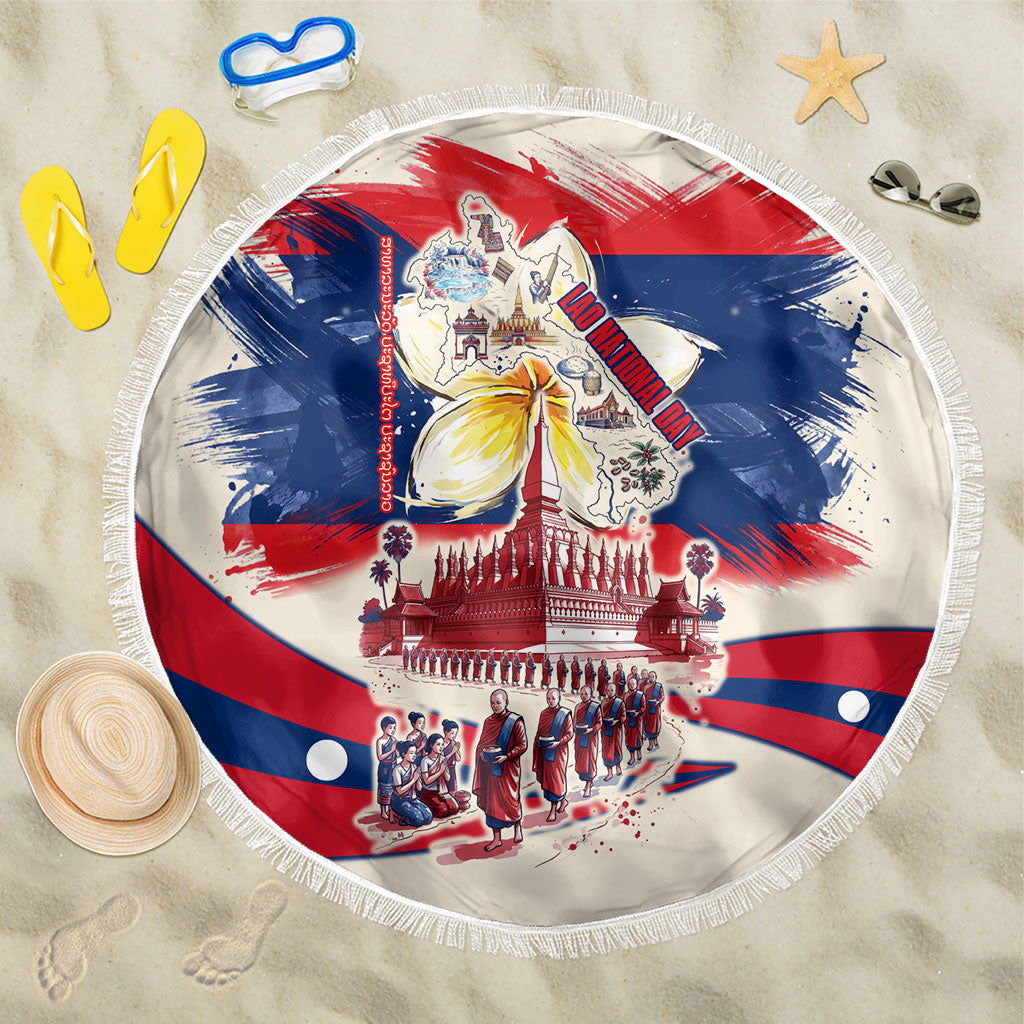 Laos National Day 1975 Beach Blanket Laos Flag Independence Culture Heritage Artwork