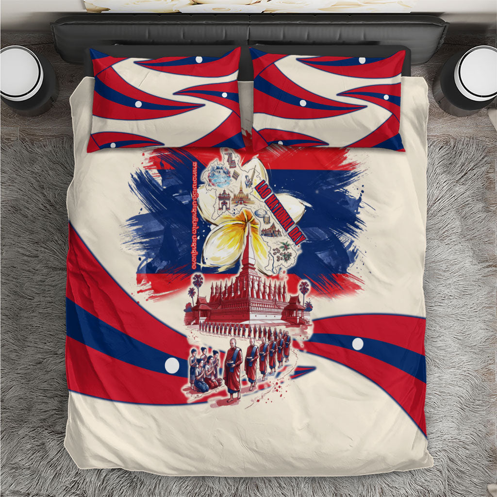 Laos National Day 1975 Bedding Set Laos Flag Independence Culture Heritage Artwork