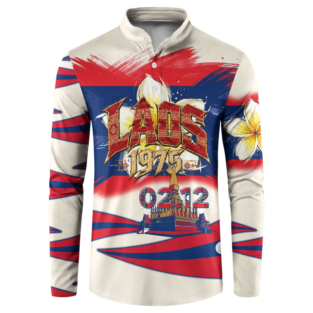 Laos National Day 1975 Button Sweatshirt Laos Flag Independence Culture Heritage Artwork