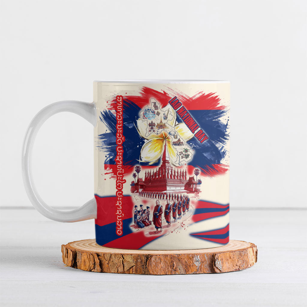 Laos National Day 1975 Ceramic Mug Laos Flag Independence Culture Heritage Artwork