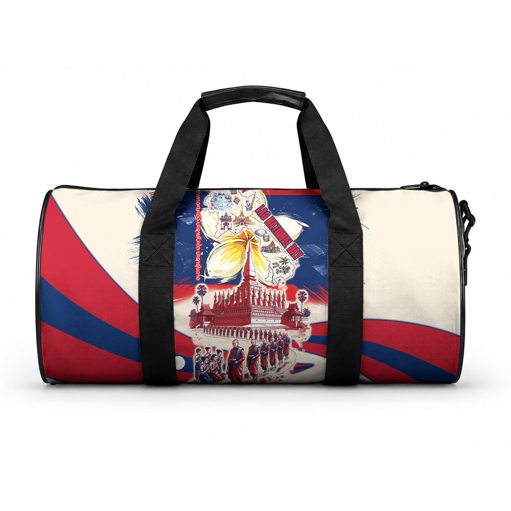 Laos National Day 1975 Duffle Bag Laos Flag Independence Culture Heritage Artwork