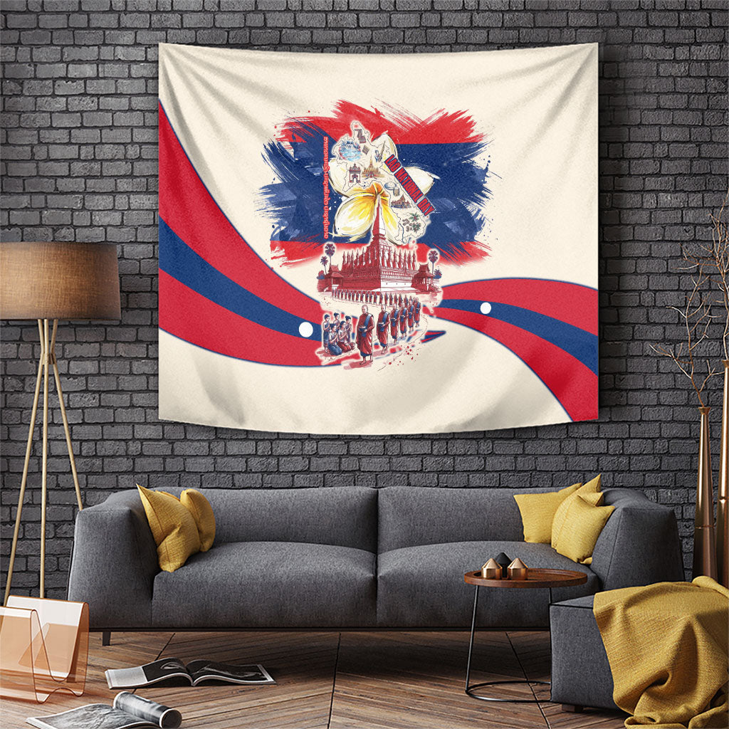 Laos National Day 1975 Tapestry Laos Flag Independence Culture Heritage Artwork