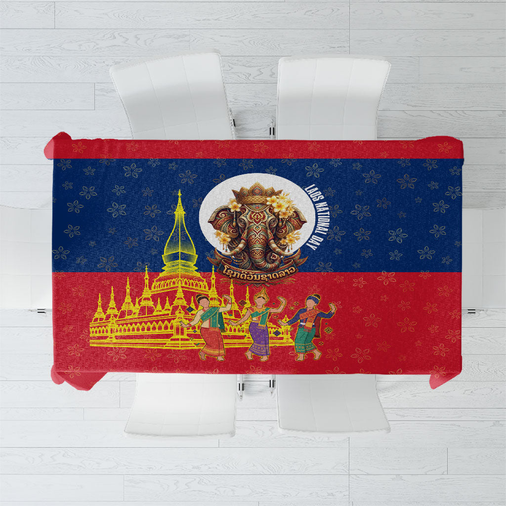 Laos National Day Elephant Tablecloth Laos Flag Traditional Graphic Art Patriotic