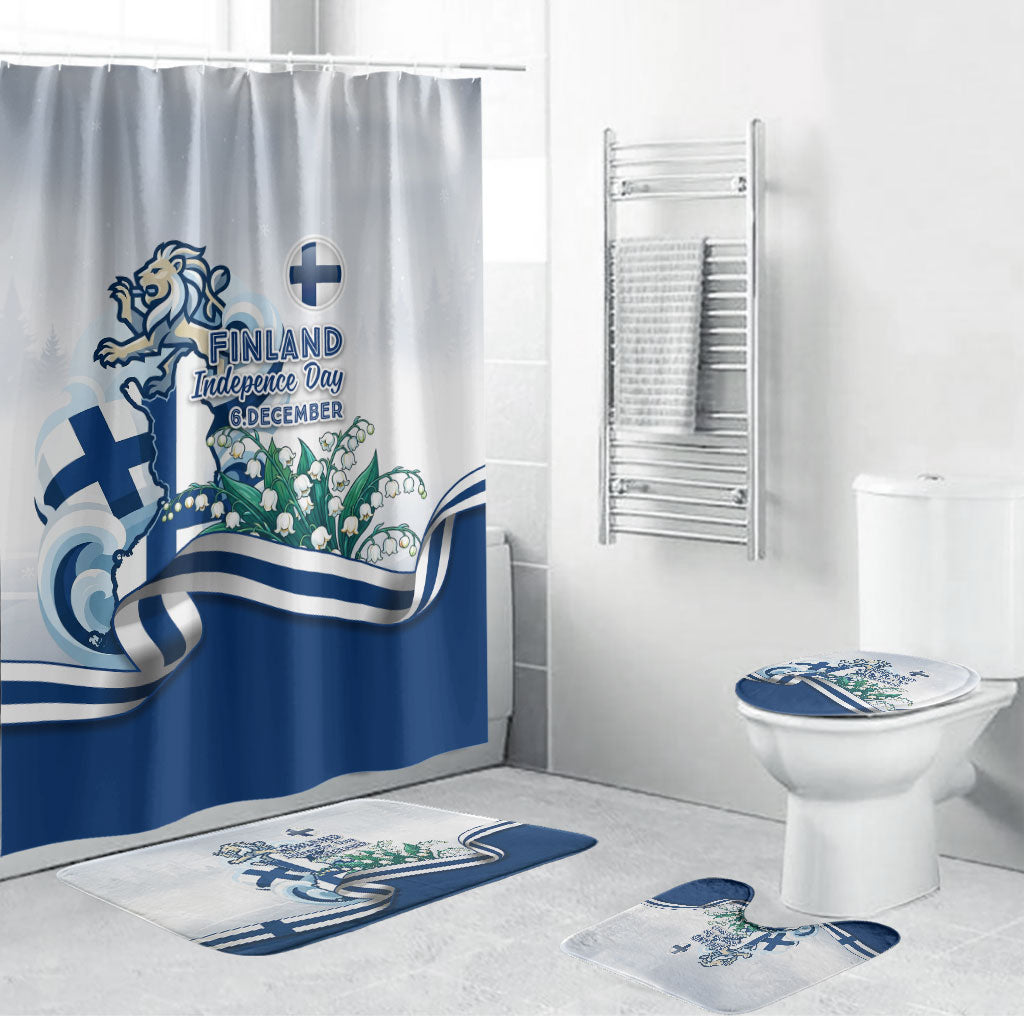 Finland Independence Day Bathroom Set Finnish Flag Crest Swan Helsinki Cathedral Lily Of Valley
