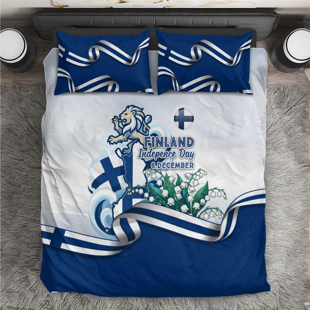 Finland Independence Day Bedding Set Finnish Flag Crest Swan Helsinki Cathedral Lily Of Valley