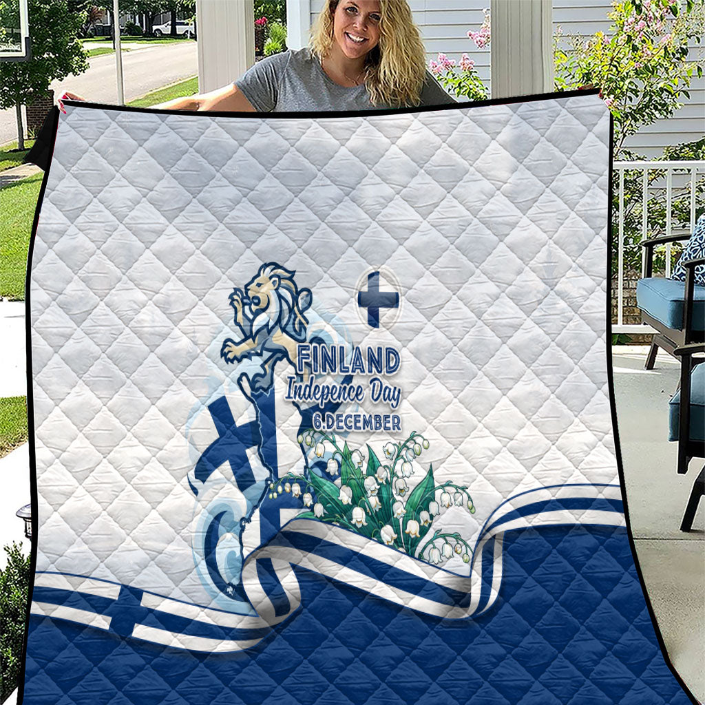 Finland Independence Day Quilt Finnish Flag Crest Swan Helsinki Cathedral Lily Of Valley