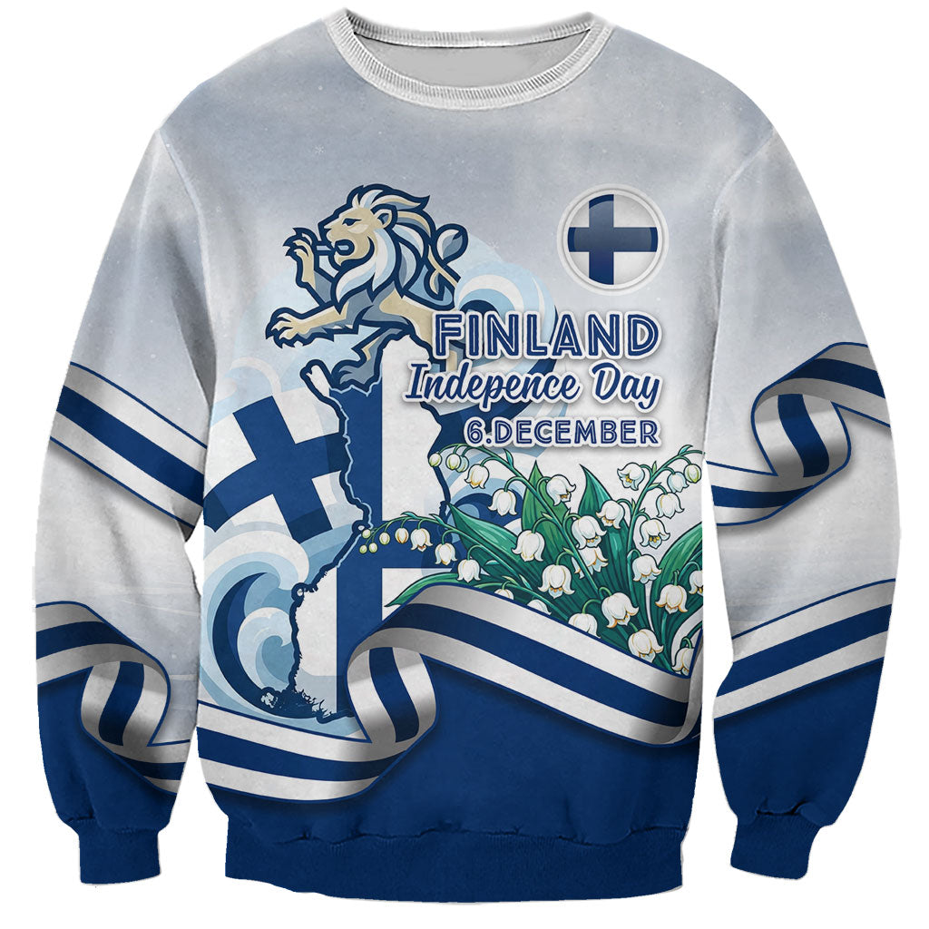 Finland Independence Day Sweatshirt Finnish Flag Crest Swan Helsinki Cathedral Lily Of Valley