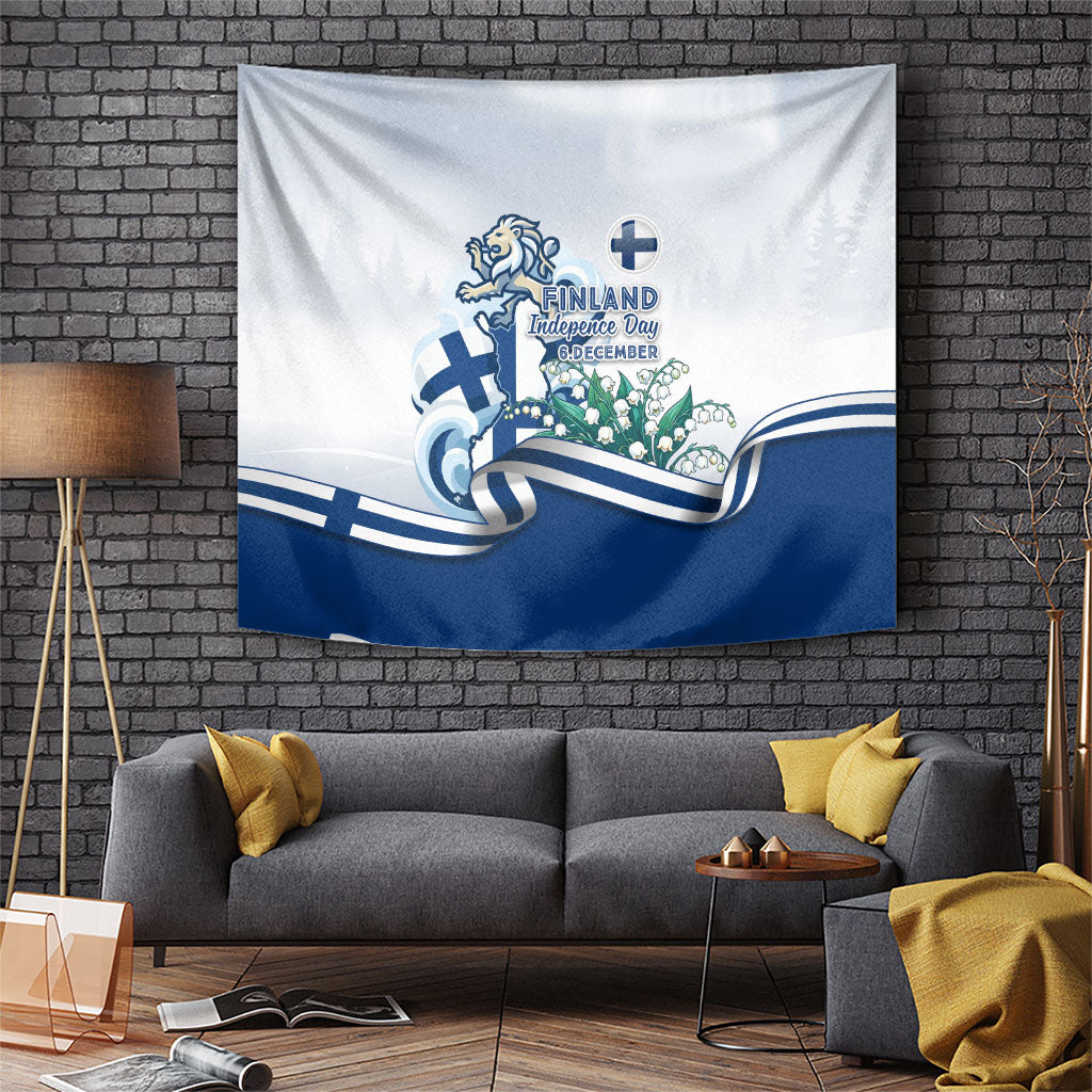 Finland Independence Day Tapestry Finnish Flag Crest Swan Helsinki Cathedral Lily Of Valley