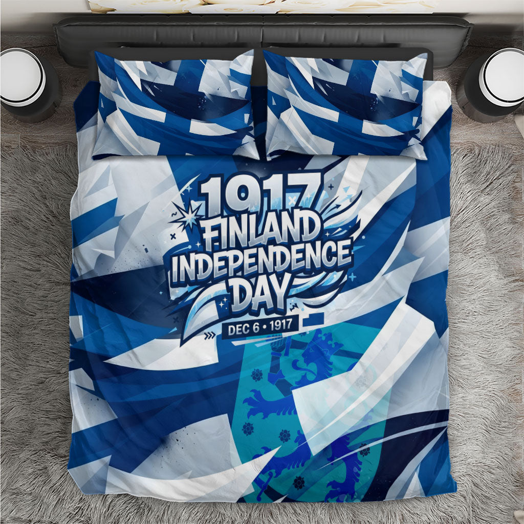 Finland Independence Day Bedding Set Sisu Bear Graphic Born In The North Patriotic