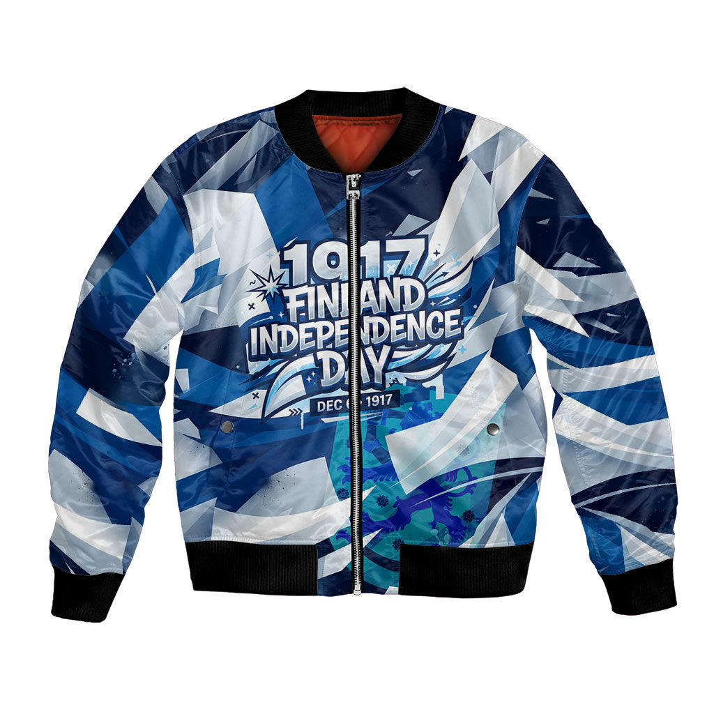 Finland Independence Day Bomber Jacket Sisu Bear Graphic Born In The North Patriotic