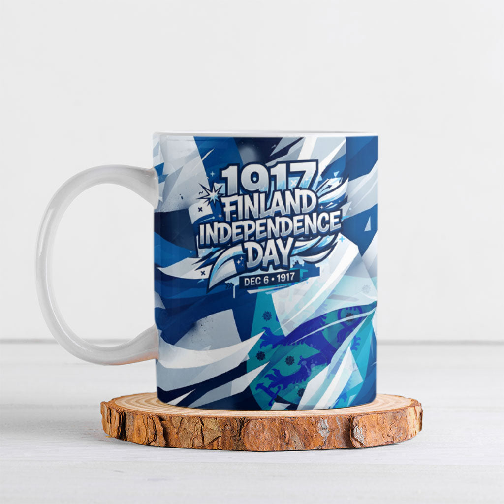 Finland Independence Day Ceramic Mug Sisu Bear Graphic Born In The North Patriotic