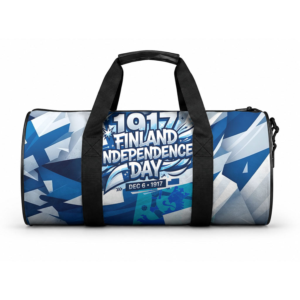Finland Independence Day Duffle Bag Sisu Bear Graphic Born In The North Patriotic