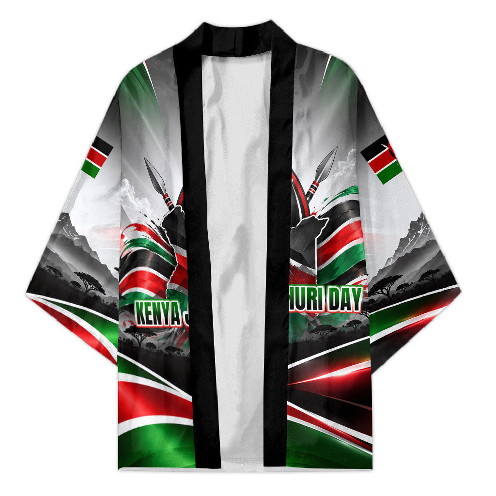 Kenya Jamhuri Day Kimono Kenyan Flag Raised Fist Maasai Spear Landscape