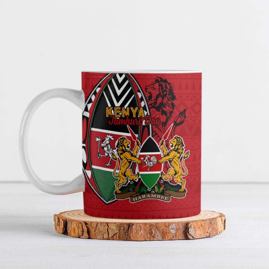 Kenya Jamhuri Day Ceramic Mug Harambee Spirit Lion Flag Tribal