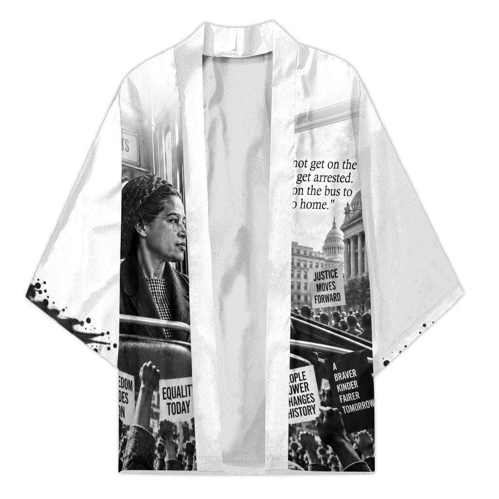 Rosa Parks Civil Rights Kimono Vintage Bus American Flag And Red Roses Tribute