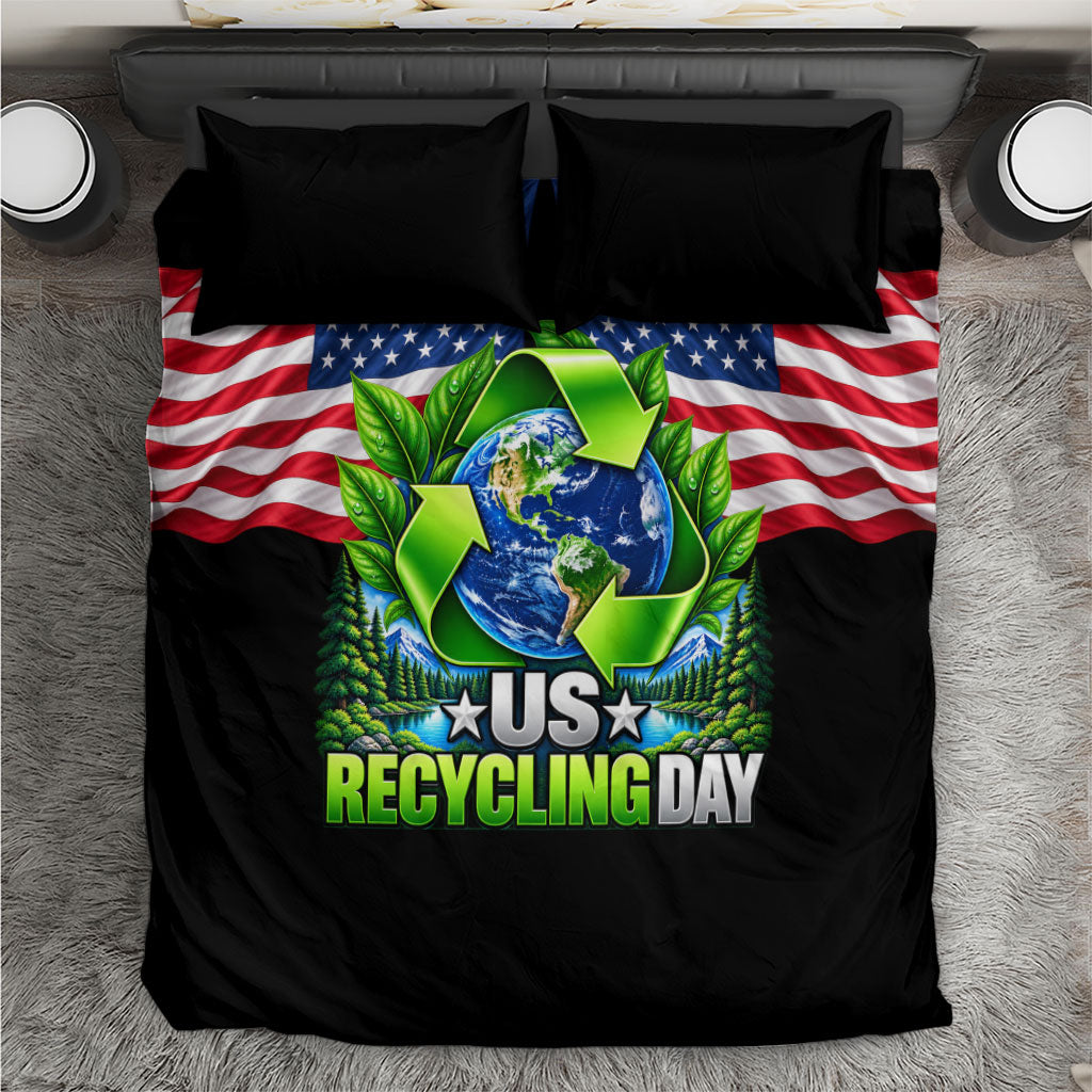 US Recycling Day Earth Bedding Set American Flag Nature And Green Recycle