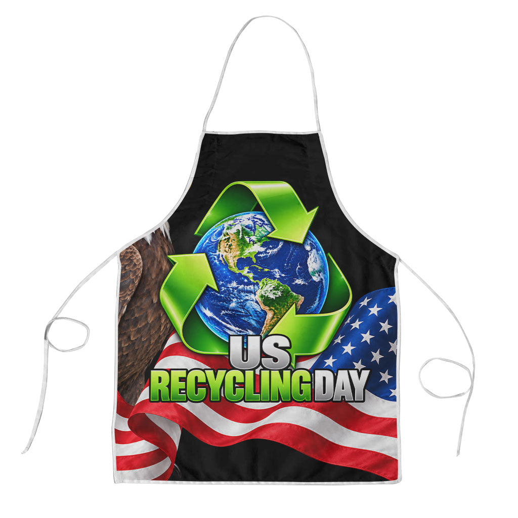 Recycling Day Bald Eagle Apron American Flag And Earth Green Recycle